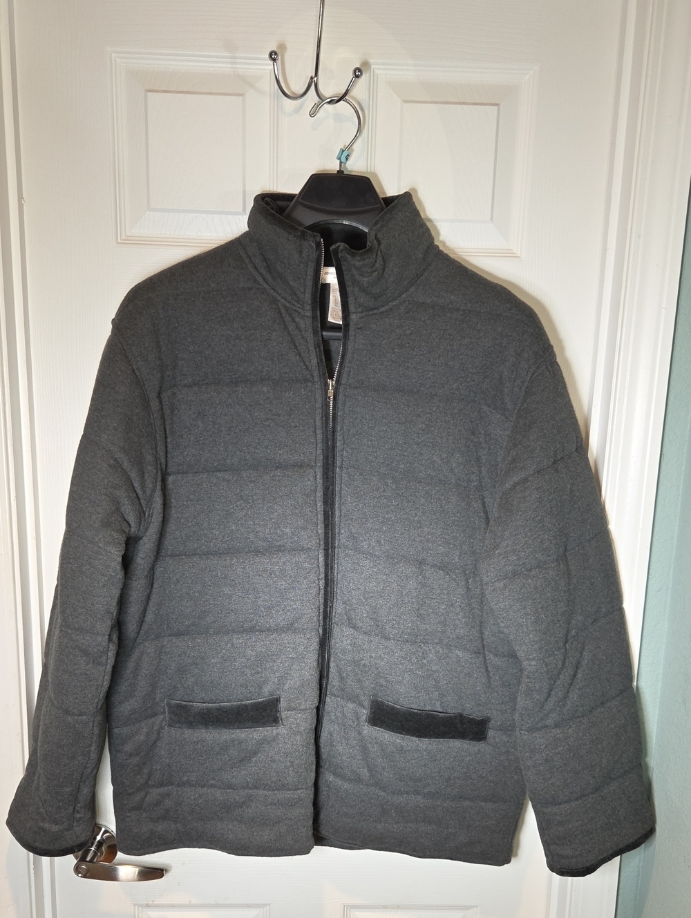 Jones N.Y. Sport Womens Quilted Gray Jacket - Classic Casual Coat Size Med
